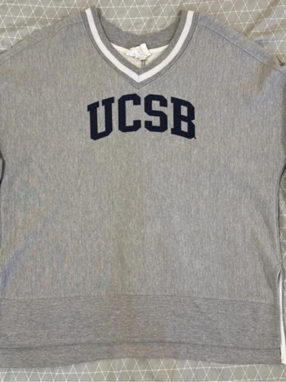 Gray UCSB V neck Champions Sweater